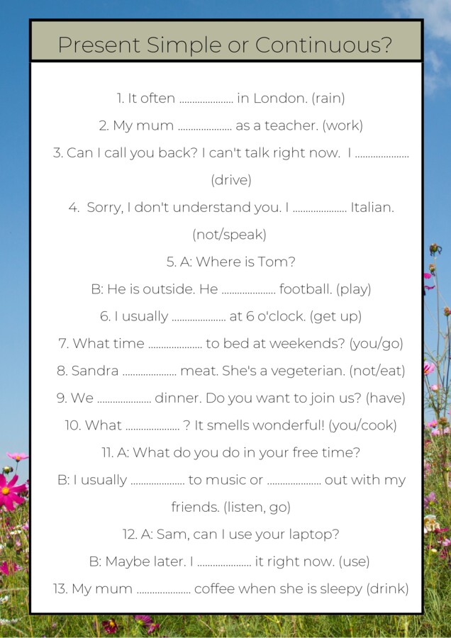 Present Simple vs Present Continuous