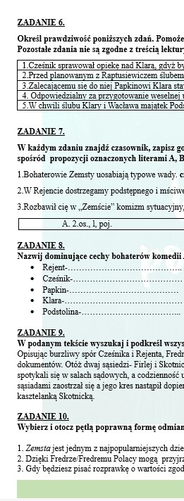 PRZED EGZAMINEM ÓSMOKLASISTY. Z BOHATERAMI ZEMSTY PRZYPOMINAMY WIADOMOŚCI Z ZAKRESU FLEKSJI