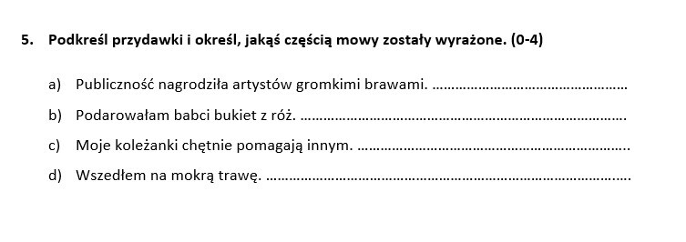 Sprawdzian z zakresu części zdania (klasa 7/8)