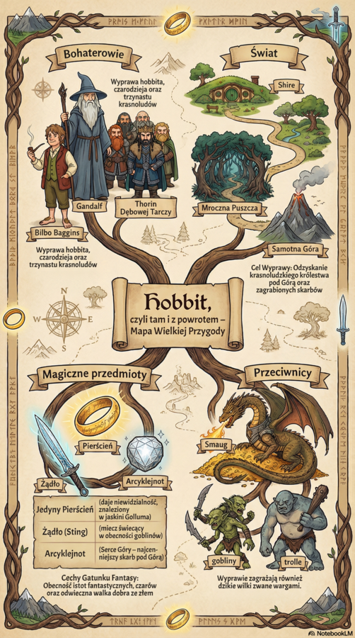 naklejka edukacyjna, Hobbit, pdf