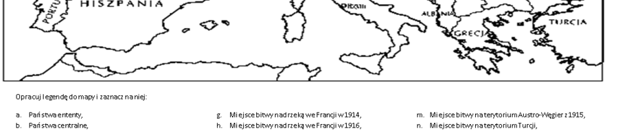 Wielka wojna - karta pracy z mapą