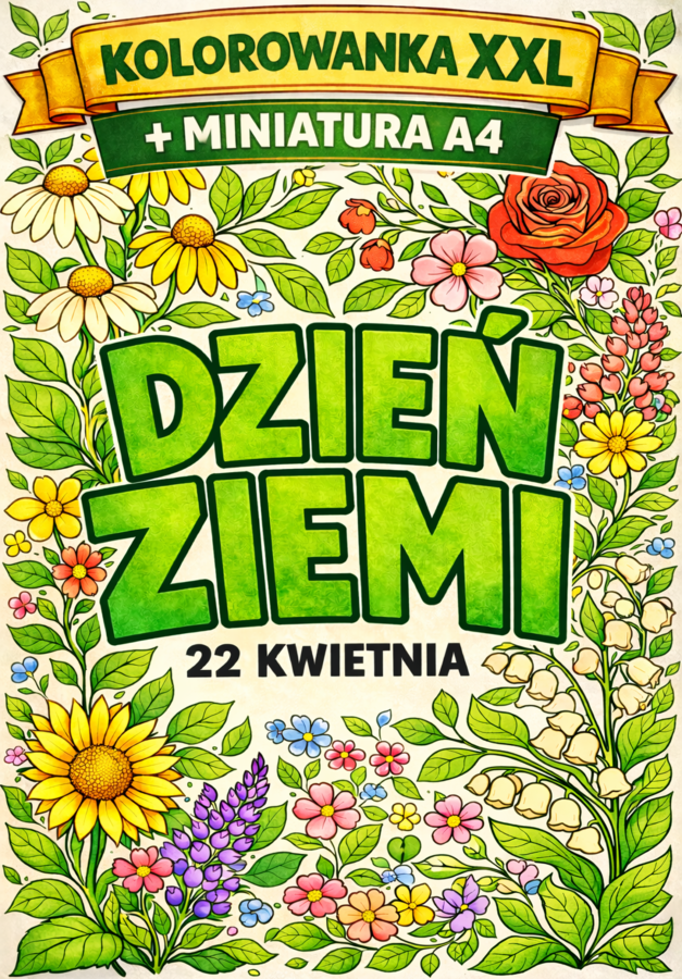 DZIEŃ ZIEMI - pakiet: kolorowanka XXL (9xA4) + miniatura A4; plakat, karta pracy, dekoracja, gazetka, lekcja wychowawcza