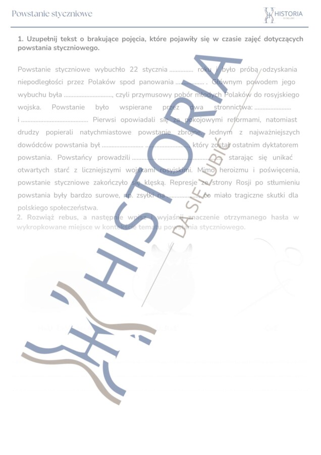 Karta pracy - Powstanie styczniowe