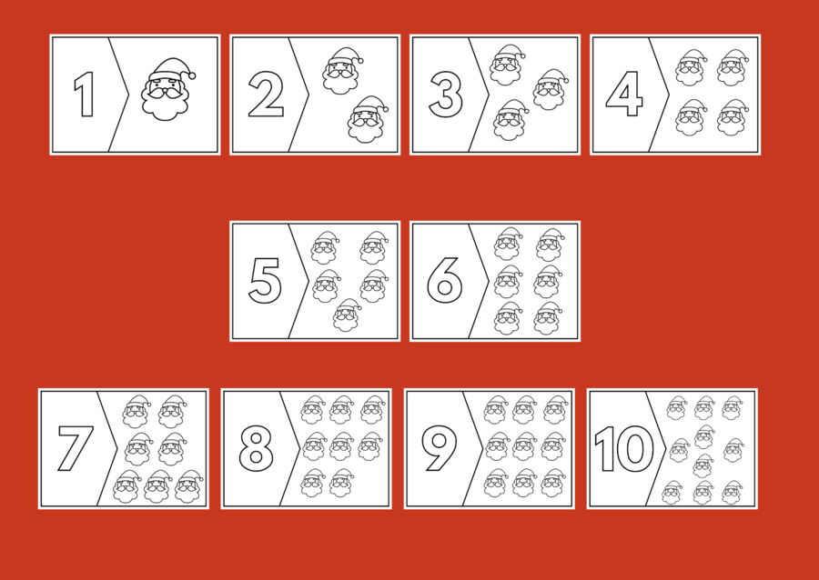 MIKOŁAJKOWE LICZENIE – Mikołajki - Boże Narodzenie - puzzle – układanka- układanki – biblioteka – świetlica – przedszkole – 2 wersje