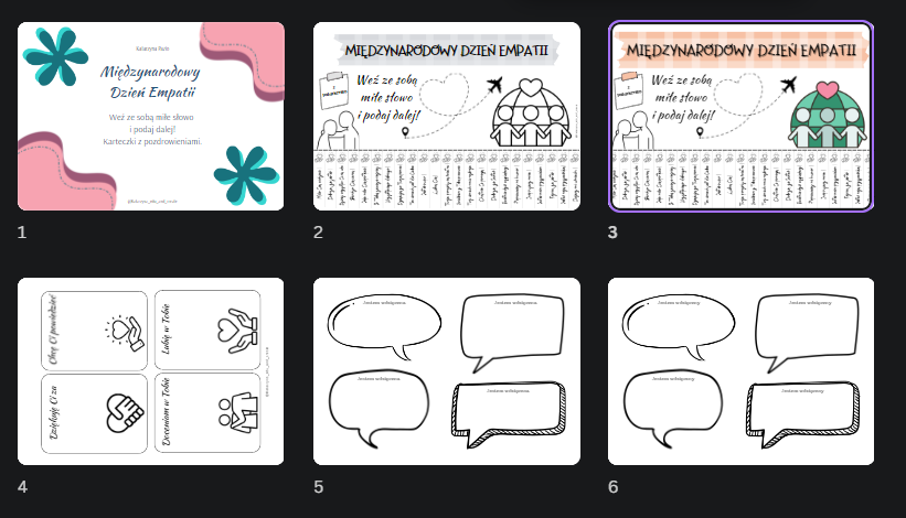 Dzień empatii - miłe słowo, kartki