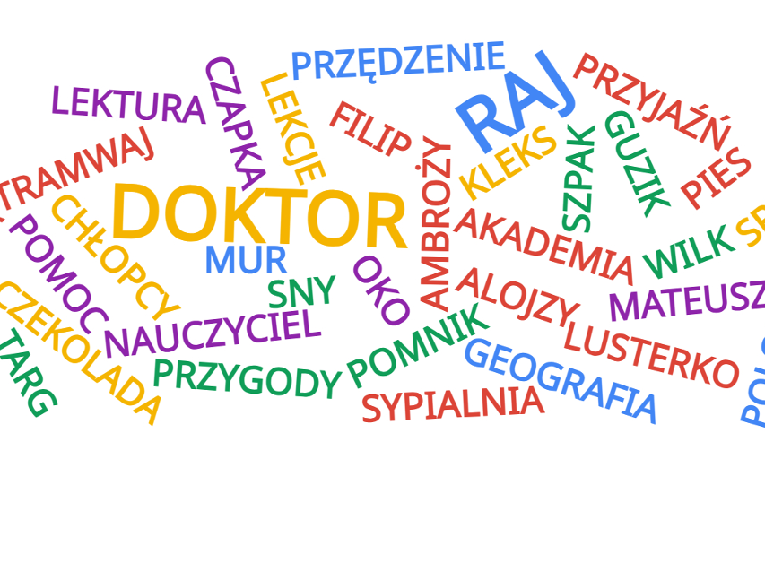 Akademia Pana Kleksa - dyktanda, wykreślanki, chmura wyrazowa
