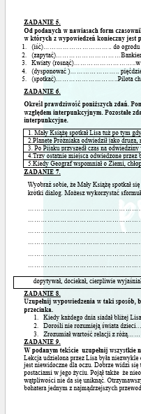POWTÓRKI PRZED EGZAMINEM. Z BOHATERAMI „Małego Księcia” ANTOINE’A DE SAINT-EXUPÉRY’EGO PRZYPOMINAMY WIADOMOŚCI- INTERPUNKCJA