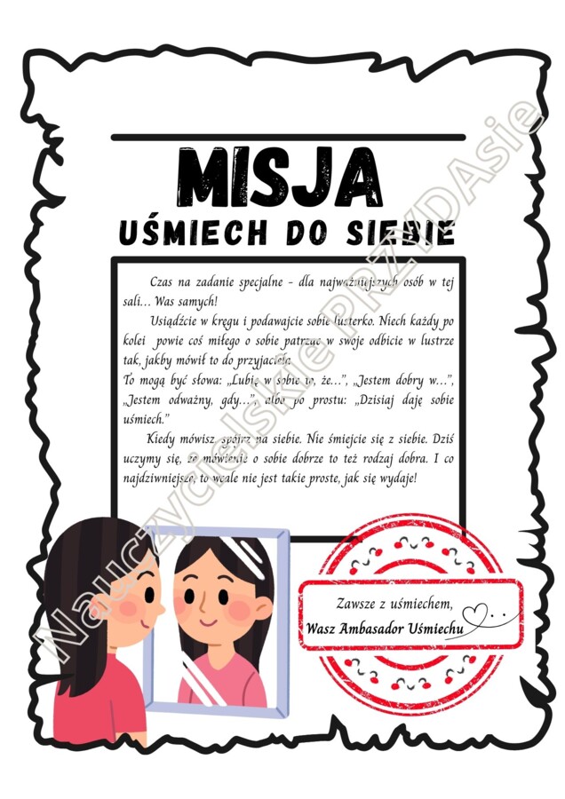 Gra Fabularna dla całej grupy/ klasy/ szkoły/ przedszkola "Misja: Ambasador Uśmiechu" np. na Dzień Życzliwości i Pozdrowień