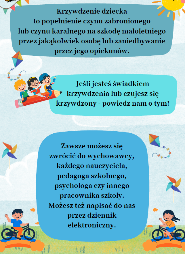 Standardy ochrony małoletnich -wersja graficzna dla dzieci młodzieży na gazetkę.