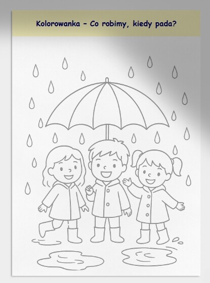 Karty pracy. Dopasowywanie zabawek do pogody. Grafomotoryka. Kolorowanki tematyczne.