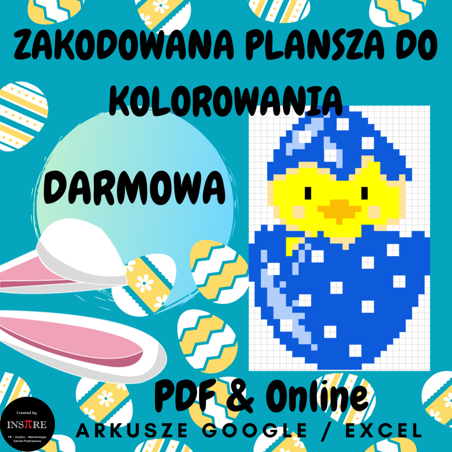 ZAKODOWANA PLANSZA DO KOLOROWANIA (do druku oraz online) KURCZACZEK W PISANCE - WIELKANOC
