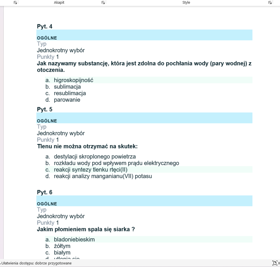 Test składniki powietrza