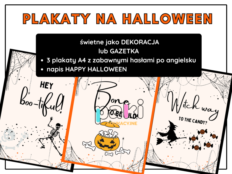 HALLOWEEN plakaty, dekoracja, gazetka