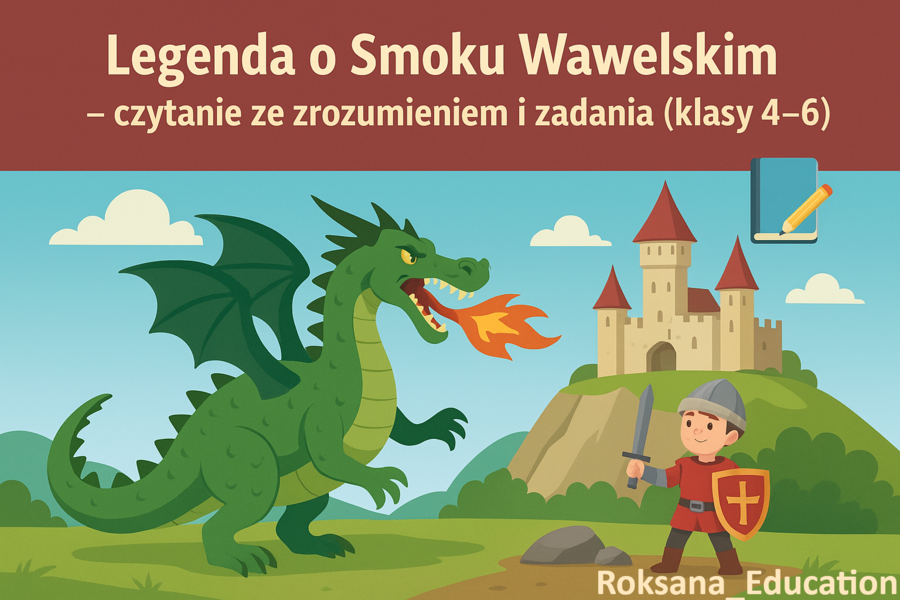 🏰🐉 Legenda o Smoku Wawelskim – czytanie ze zrozumieniem i zadania (klasy 4–6) ✍️📘