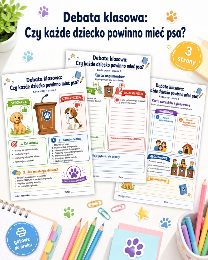 Debata klasowa. Czy każde dziecko powinno mieć psa?