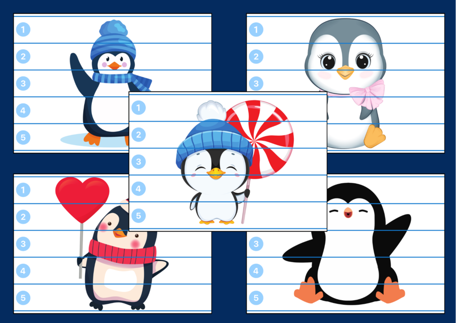 DZIEŃ PINGWINA – Dzień Wiedzy o Pingwinach – zima – puzzle – biblioteka – świetlica – przedszkole – 10 wersji