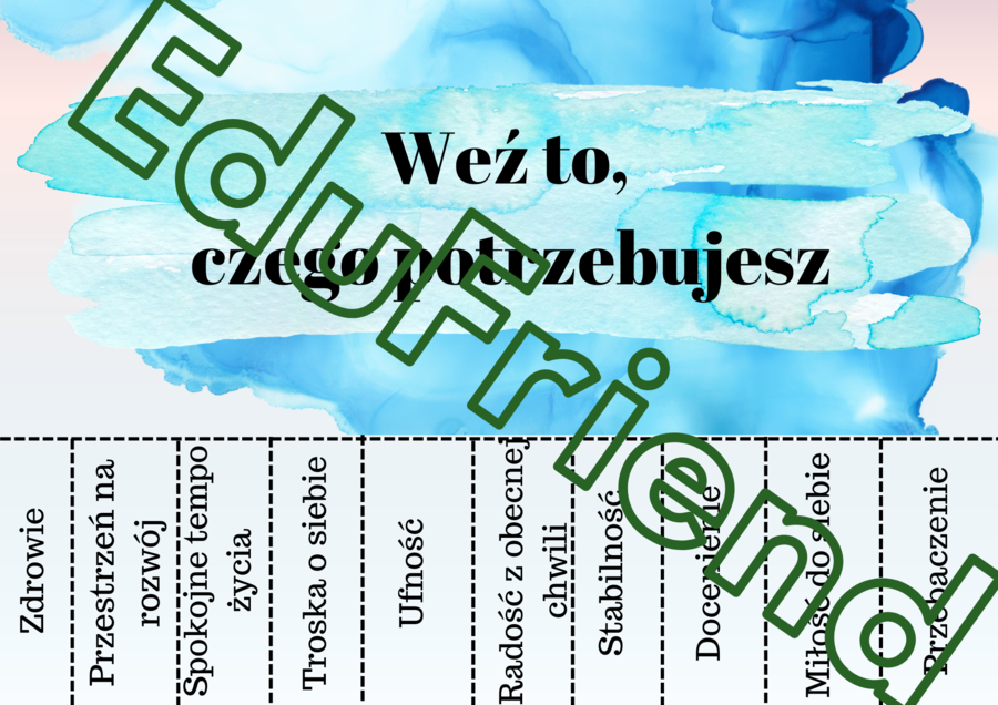 Weź to, czego potrzebujesz - MOTYWACJA-SELFCARE-WSPARCIE - 9 kart A4- odrywanki- całoroczne
