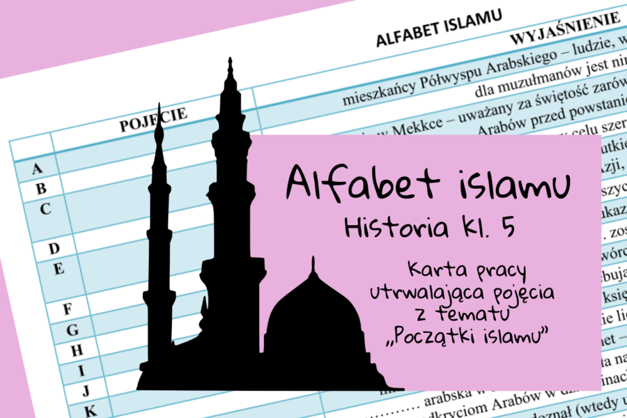 Alfabet islamu - karta pracy historia klasa 5