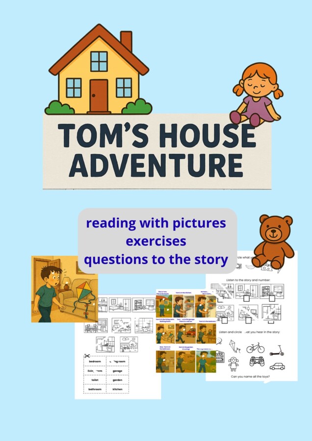 Tom's house adventure. Krótka historyjka po angielsku z ćwiczeniami.