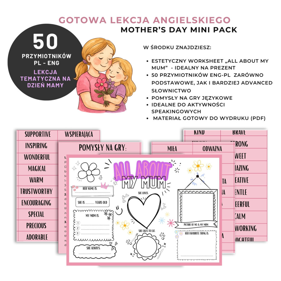 Mother's Day. Dzień mamy. Gotowa lekcja i pomysły na gry.