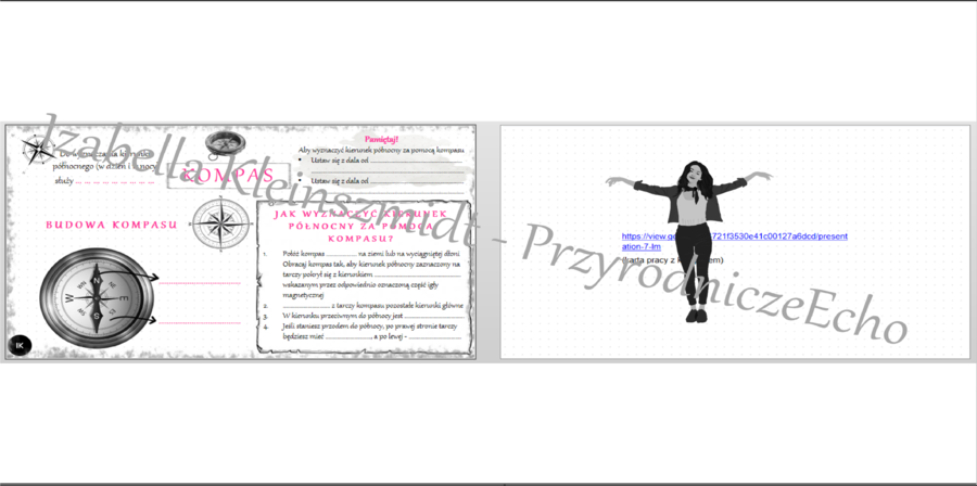 Karta pracy „. Jak działa kompas?” + gratisowy link do lekcji multimedialnej (pomysłu na lekcję) niekomercyjnej wykonanej w genial.ly do indywidualnego pobrania i użycia do celów niekomercyjnych. Przyroda 4, dział I „Poznajemy warsztat przyrodnika”