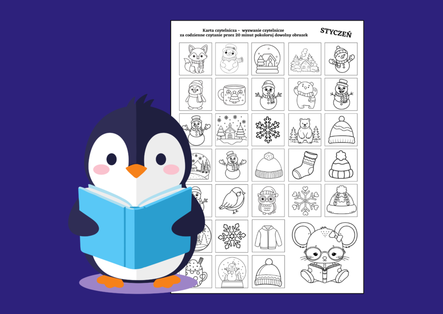 📘 Karta Czytelnika – Styczeń (klasy 1–4) - WYZWANIE CZYTELNICZE