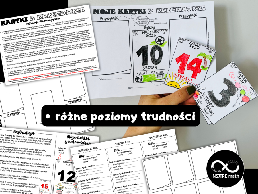 Projekt matematyczny - Kartki z kalendarza. Obliczenia kalendarzowe, kalendarz.