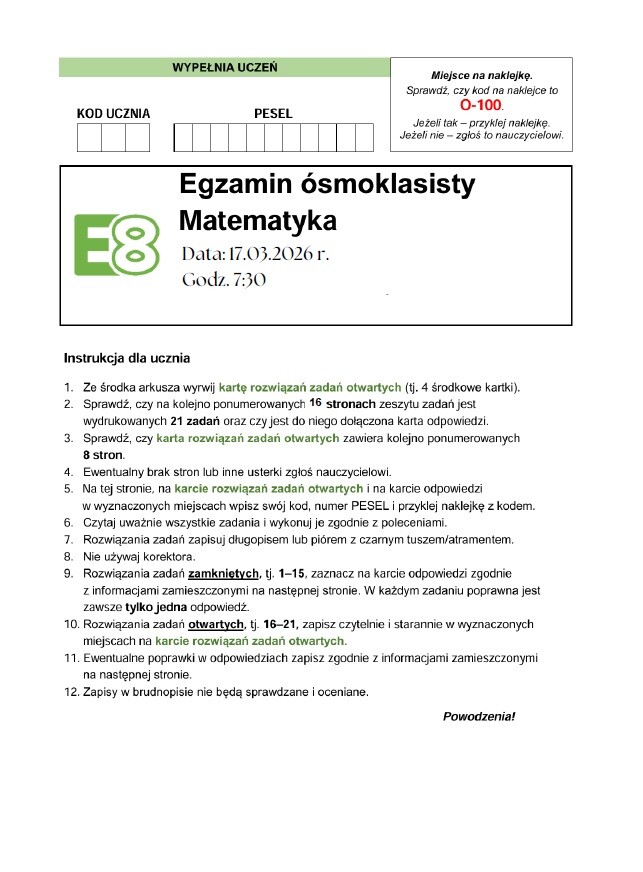 Arkusz zadań egzaminacyjnych