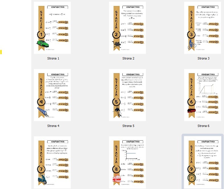 Pomysł na lekcję - stacje zadaniowe: Kinematyka.