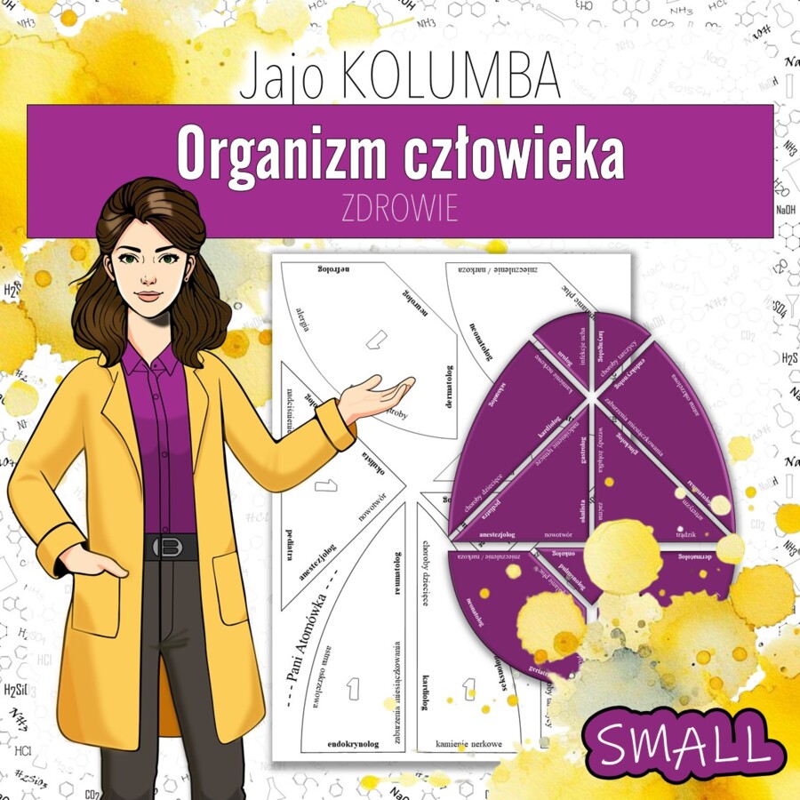 Biologia. Klasa 7, 8. Ciało człowieka. Zdrowie. Jajo Kolumba. Układanka. Tangram. Puzzle. Karta pracy. Zadanie. Zagadka. Wielkanocna/wiosenna karta pracy.