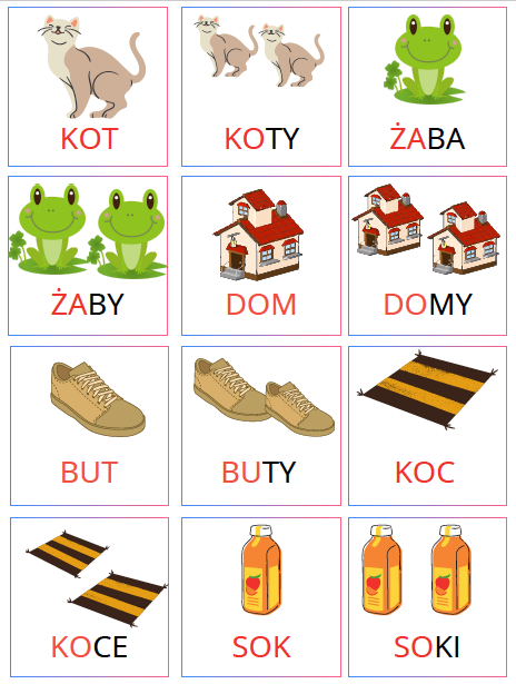 Karty obrazkowe - nauka czytania