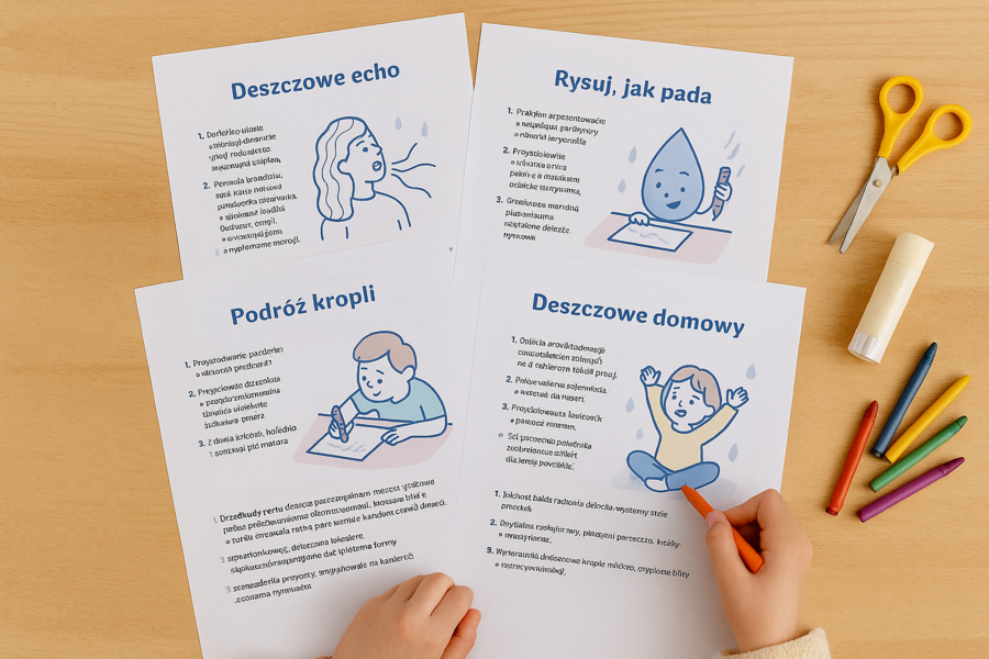 Deszczowe inspiracje – 50 pomysłów na zabawy w szkole i domu