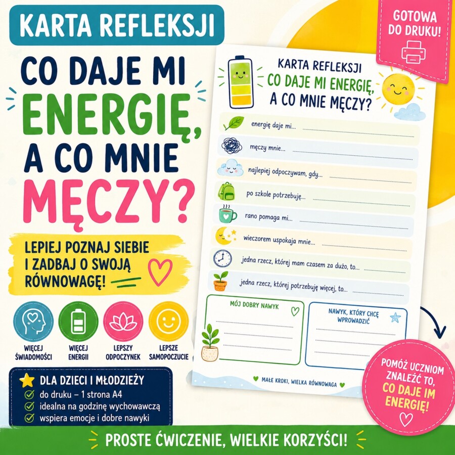 Co daje mi energię, a co mnie męczy?