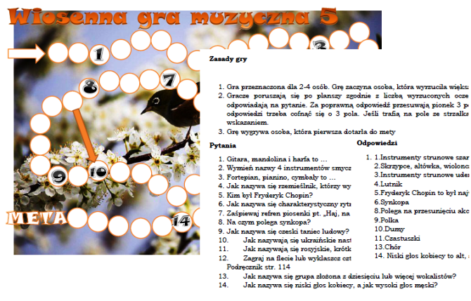 Wiosenna gra muzyczna dla klasy 5