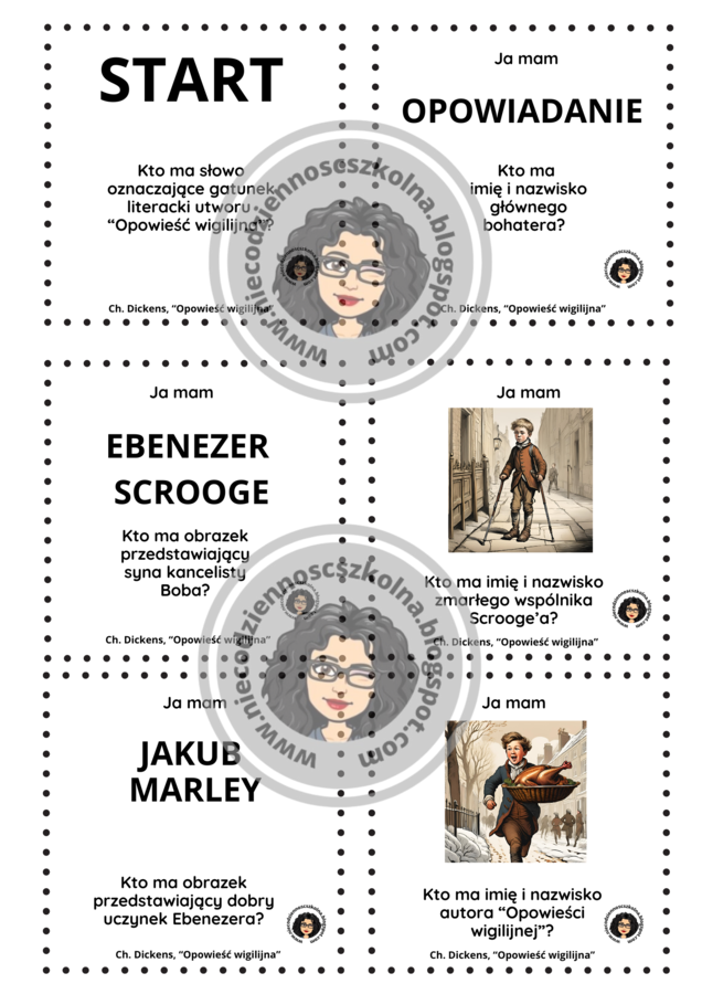 Pakiet 8 gier "Kto ma...? Ja mam..." do powtórek z lektur obowiązkowych w klasach 7 i 8.