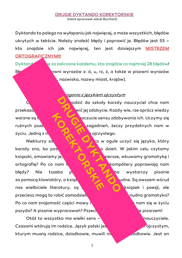 Drugie dyktando korektorskie