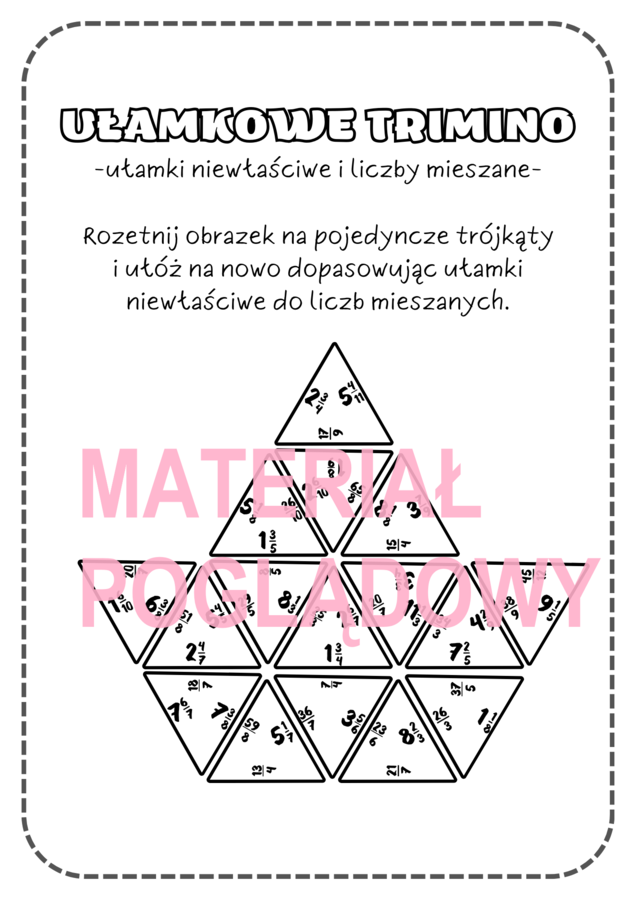 TRIMINO - ułamki niewłaściwe i liczby mieszane kl. 4, 5, 6