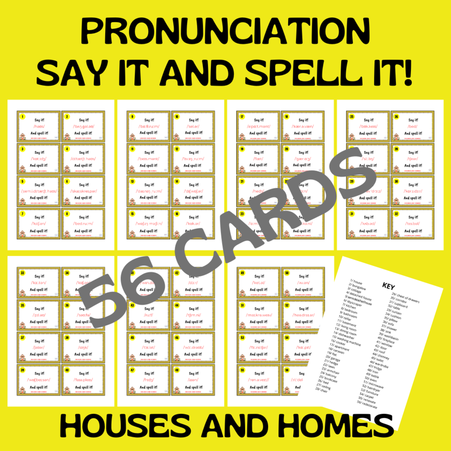 HOUSES AND HOMES PRONUNCIATION CARDS