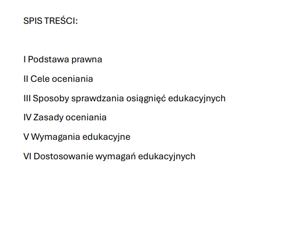 Wymagania edukacyjne z języka polskiego dla klas IV–VIII + Kryteria sukcesu