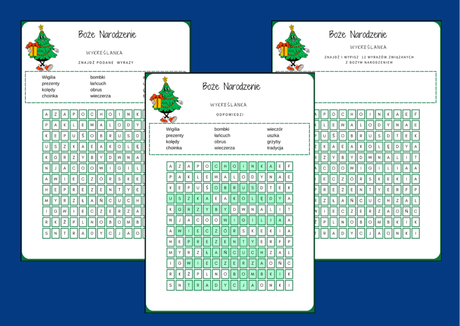 BOŻE NARODZENIE – wykreślanka – biblioteka – świetlica