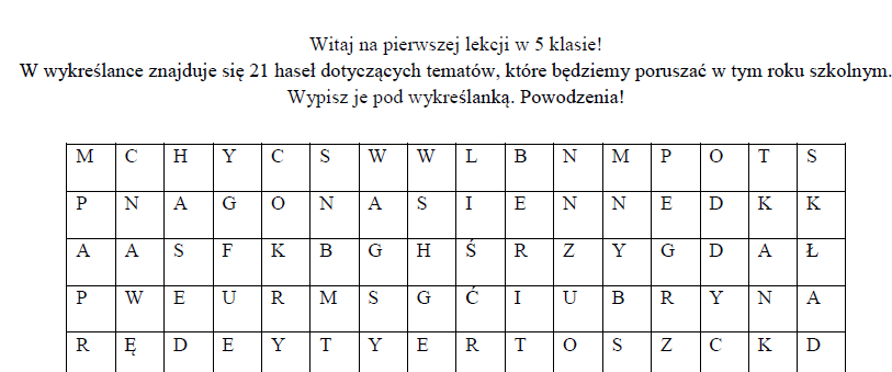 Biologia 5-wykreślanka: co będziemy robić?