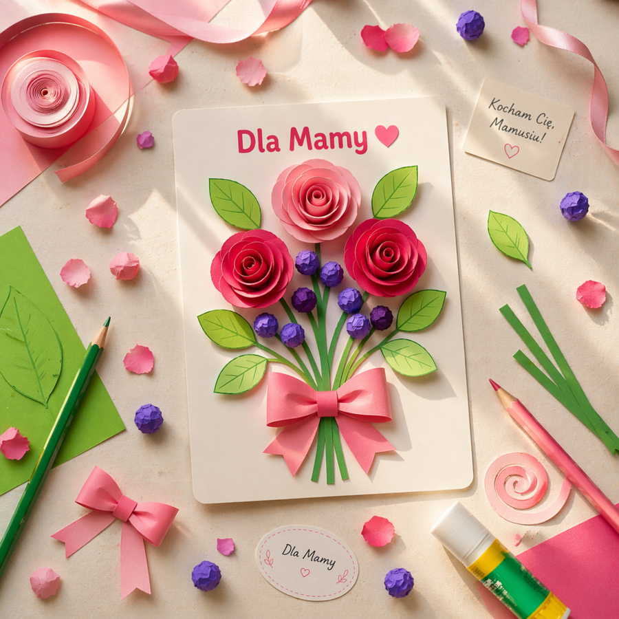 Bukiet dla mamy – praca plastyczna krok po kroku