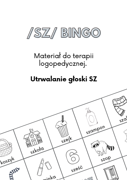 Logopedia Bingo do utrwalania głoski „sz” – materiały do terapii logopedycznej z kartą do kolorowania i losowania