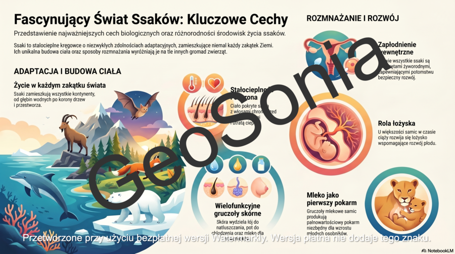 Ssaki - kręgowce, które karmią młode mlekiem biologia klasa 6 sketchnotka