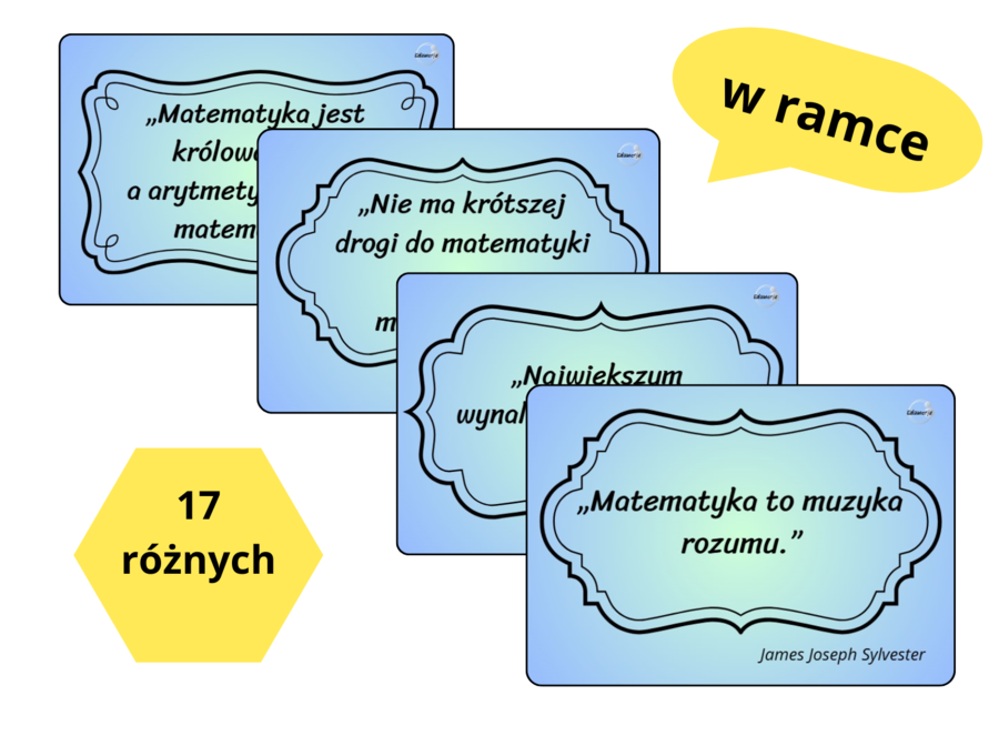 Matematyczne cytaty – 17x3 kart inspirujących – wersja pełna i ekonomiczna do wydruku