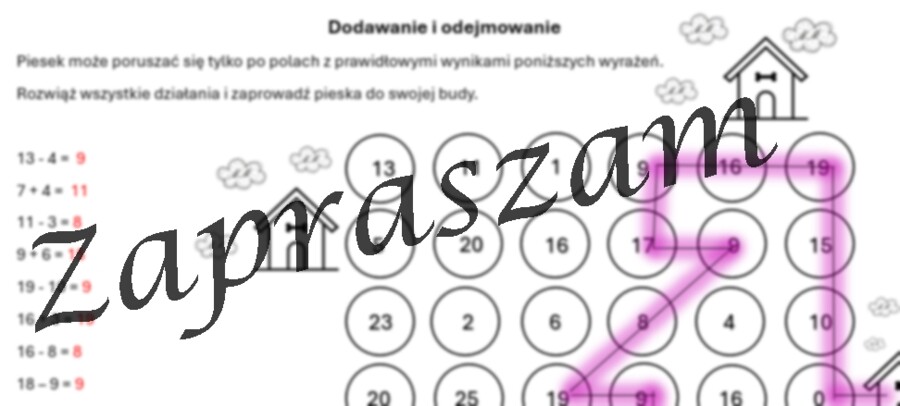 Labirynt – dodawanie i odejmowanie do 20.