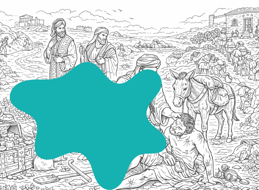 Kolorowanka - przypowieść  o miłosiernym Samarytaninie