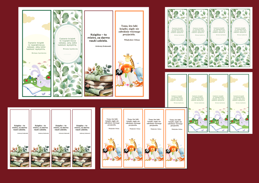 DZIEŃ KSIĄŻKI – zakładki do książek – zakładka – biblioteka – wersja 4