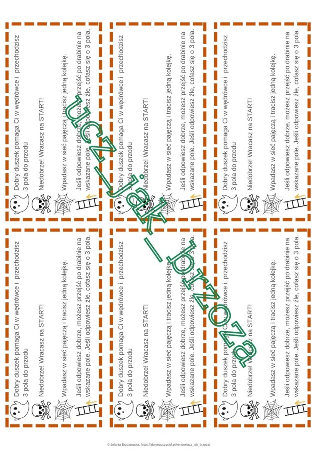 Cechy podzielności liczb, klasa 5, gra planszowa, halloween, egzamin ósmoklasisty