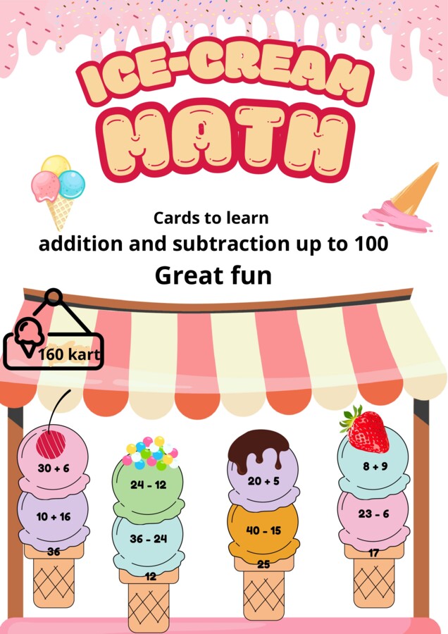 ✨ Matematyczne Lody – Dodawanie i Odejmowanie do 100 🍦